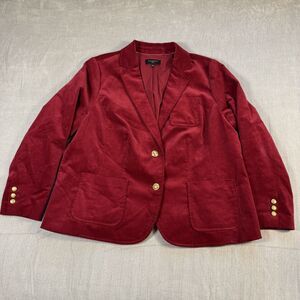 Talbots Woman Blazer Jacket 18W Red Velvet Corduroy Gold Buttons Old Money